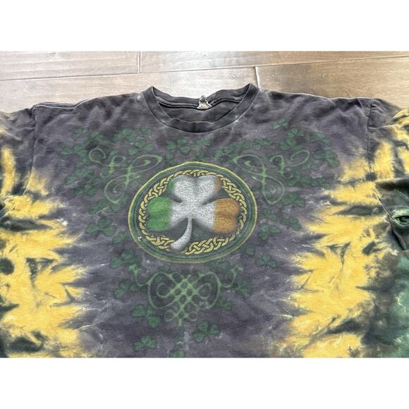 Vintage Delta Pro Ireland Green Shamrock Irish Clover Tie-Dye T-Shirt Size XL - Picture 4 of 9